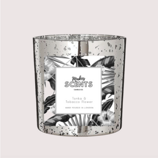 Extra Large Tonka and Tobacco Flower Scented Candle | Silver