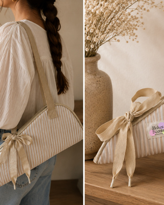 Limited Edition Bouquet Bag - Taupe Stripes