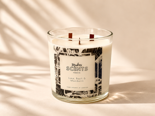 Extra Large Clear Glass Wooden Wick Candle