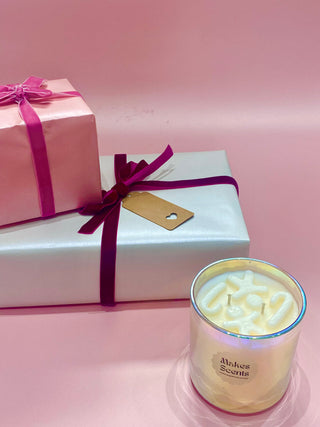 Gingerbread Double Wick Embedded Candle With Gingerbread & Candy Cane Design