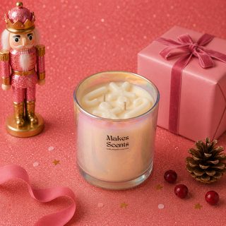 Gingerbread Double Wick Embedded Candle With Gingerbread & Candy Cane Design